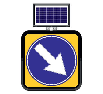 Sağdan Gidiniz Levha İşareti Güneş Enerjili Ledli Solar Trafik Levhası