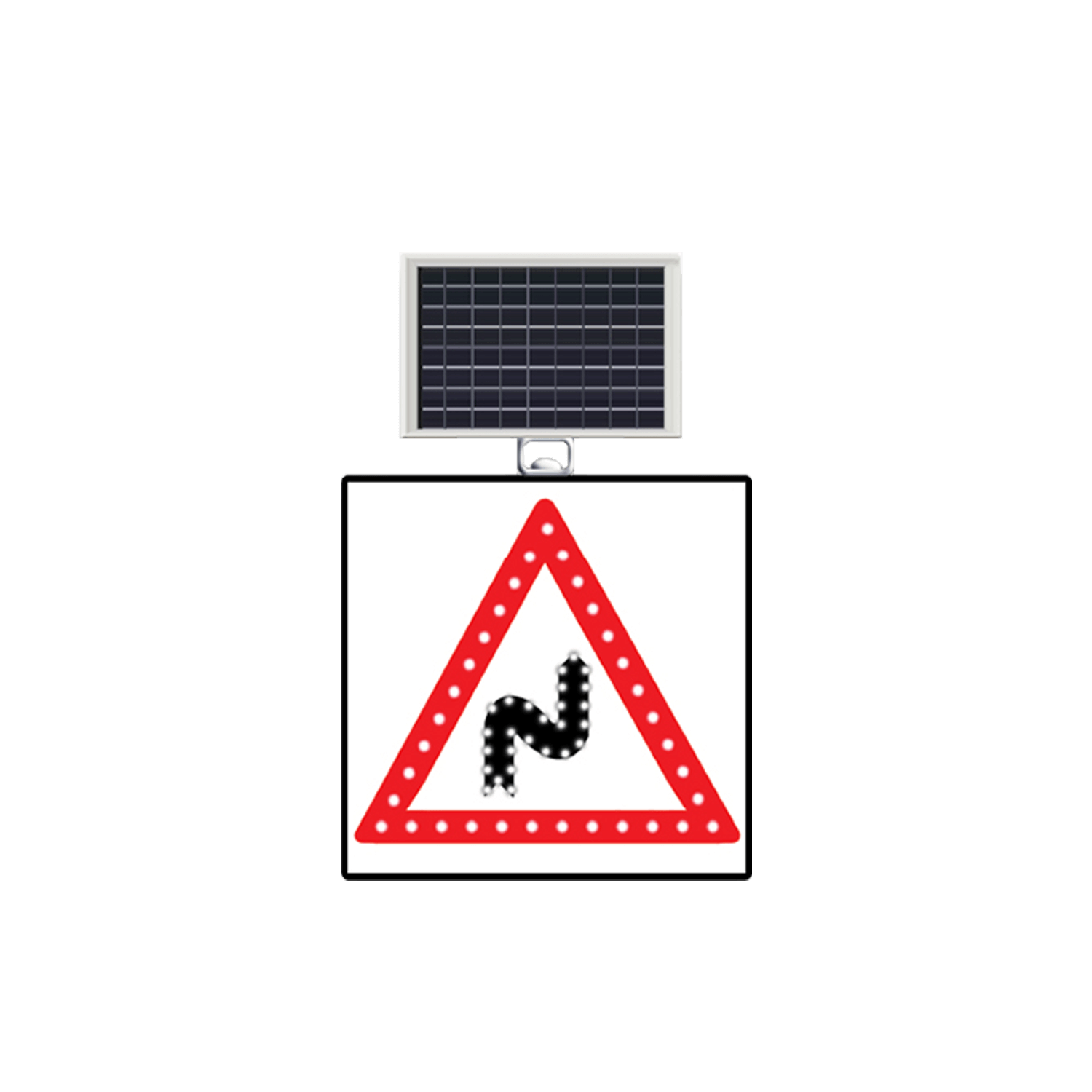 Sola Tehlikeli Devamlı Viraj Güneş Enerjili Ledli Devamlı Virajlar Levhası